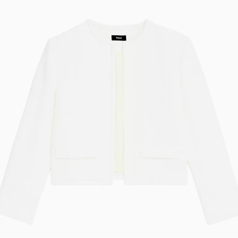 Theory white blazer no lapel size 6